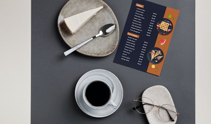 do unique menu design for your brand or cuisine