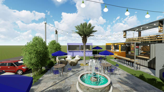 Design food truck food court cafe container coffee shop by