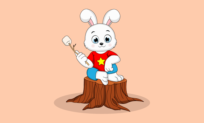 draw cute 2d cartoon character, animal, objects, stickers
