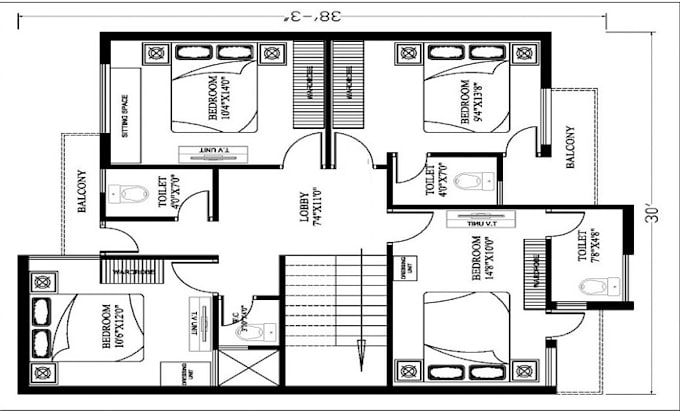 Redraw 2d floor plan and architectural drawing in autocad by Razanmiah ...