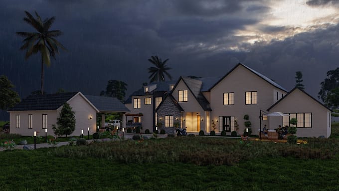 design exterior visualization, home interior design, 3d rendering animation