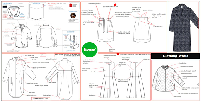 do fashion techpack of clothing for production