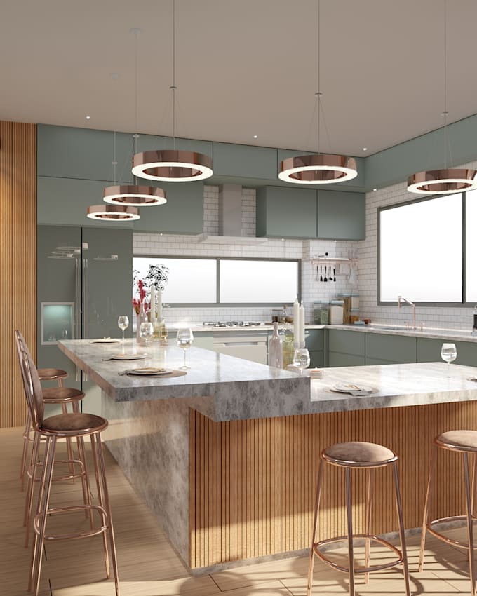 create 3d renderings, kitchen renderings,3d interior for your house
