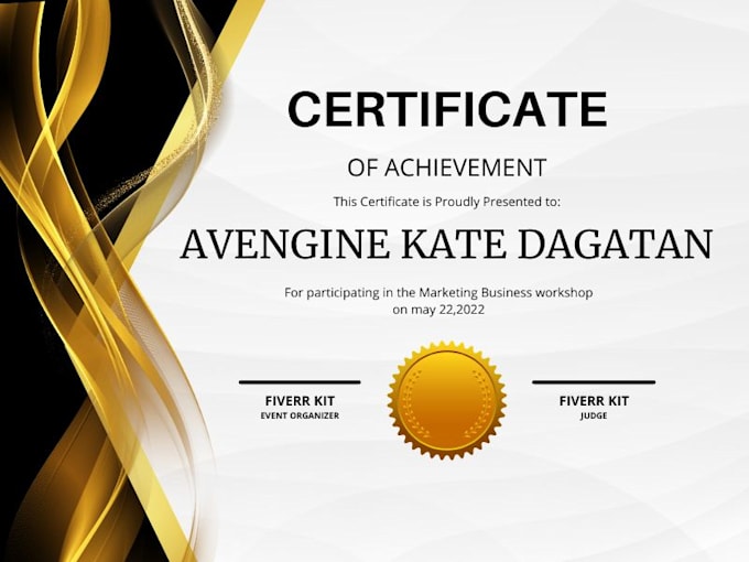 Help you create an eye catching certificate by Avenginekate | Fiverr