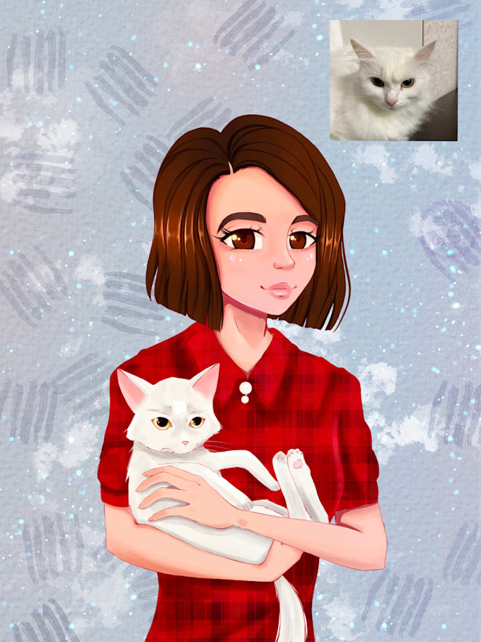 Draw you with a pet in anime style by Perssattaliya | Fiverr