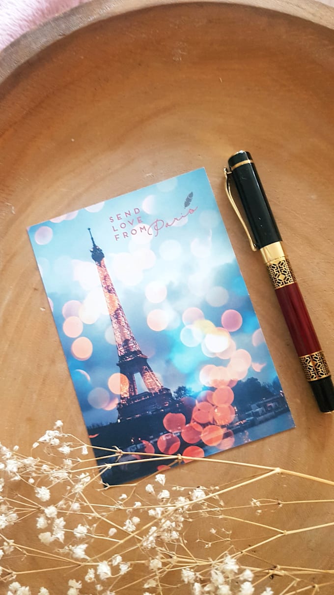 send a romantic handwritten postcard from paris