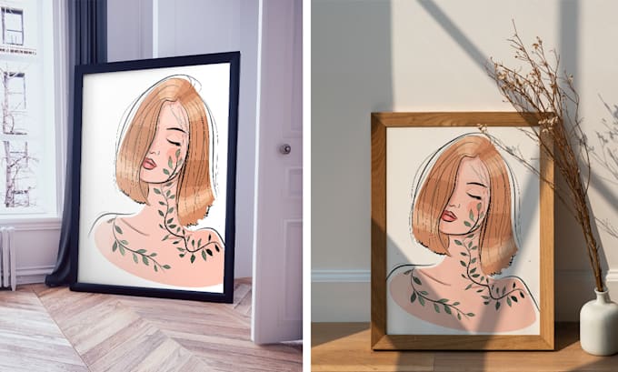 create canvas wall frame art mockups for your images,posters