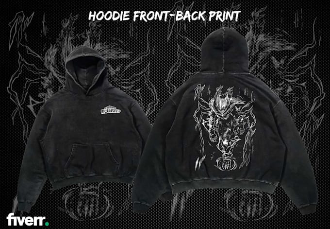 design anime streetwear hoodie back print for clothing brands
