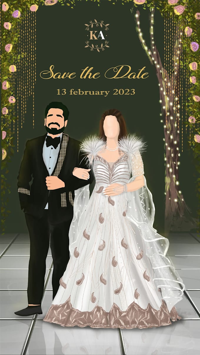 create bespoke elegant caricature invite