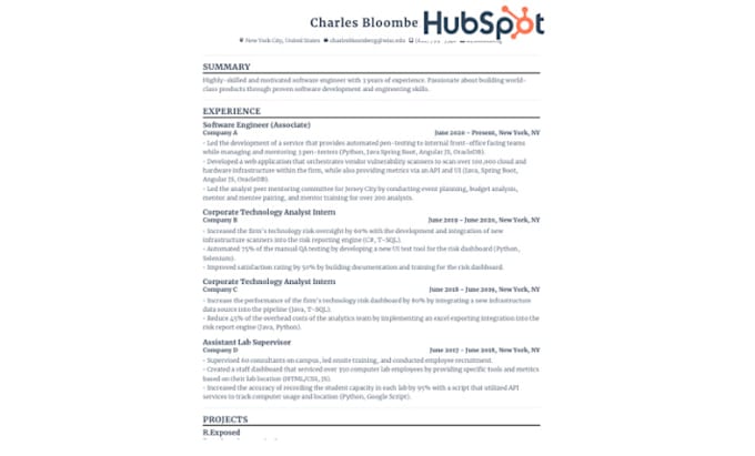 write a high quality resume
