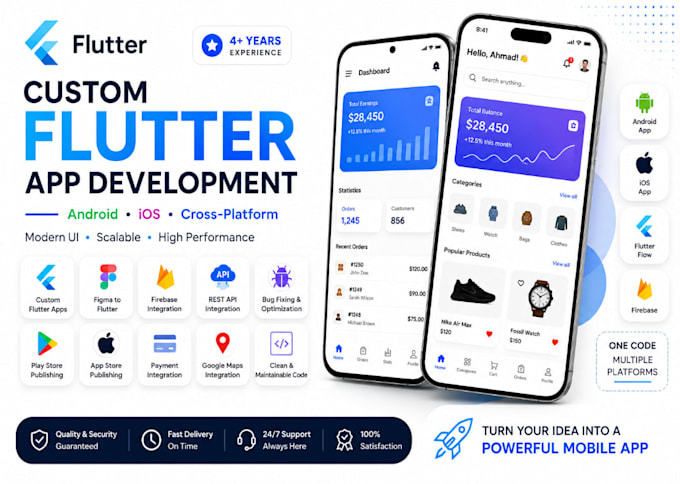 develop flutter app, android app, ios app and convert figma to flutter