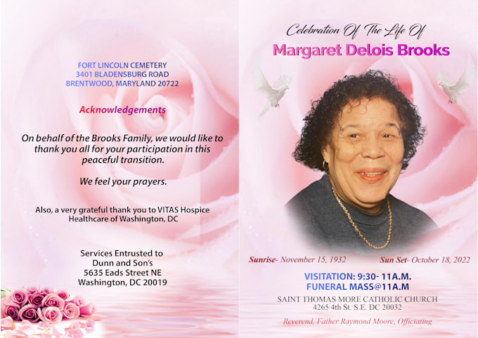 design funeral, obituary, memorial and flyer