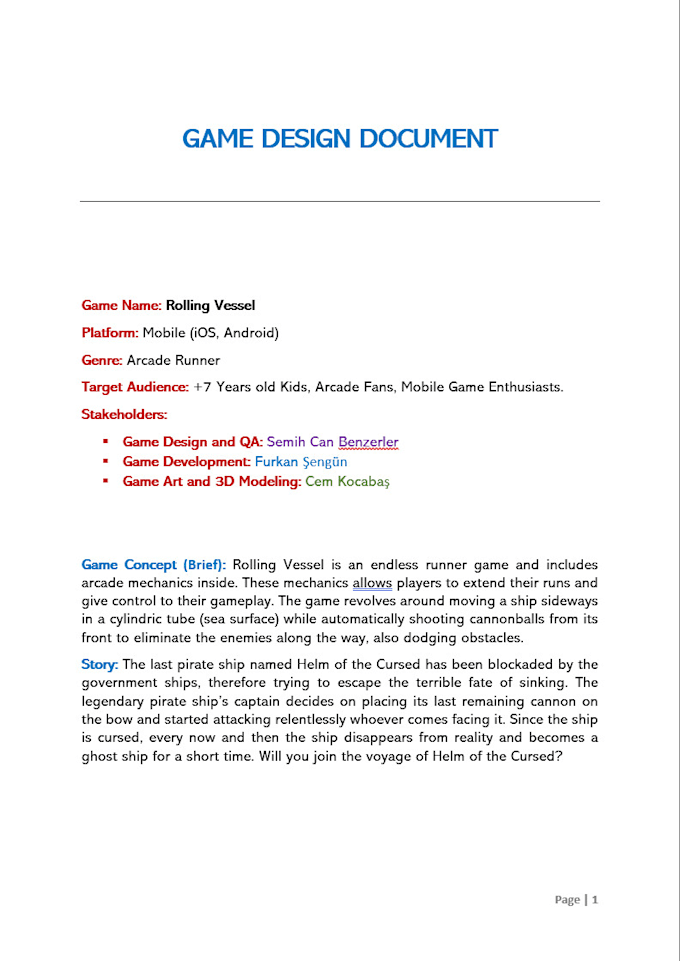 Write game design document thoroughly by Semihbenzerler | Fiverr