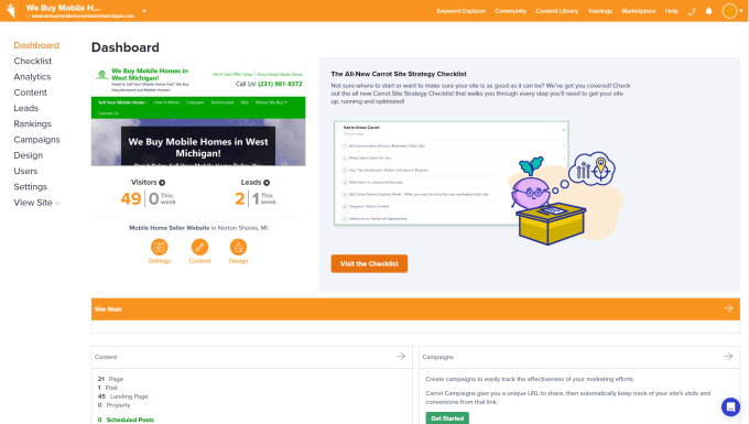 Design investor carrot website real estate website carrot landing page
