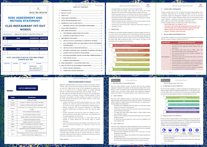 make work methodology, method statement, hse n risk assessment reports