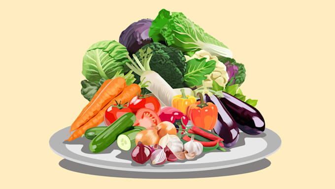 make vector fruits, vegetables, etc