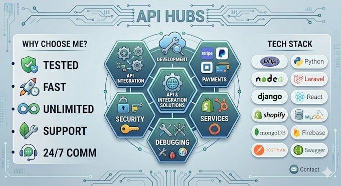 integrate, develop or fix any rest, json, xml API with webhook and oauth