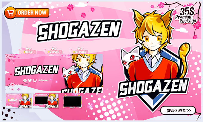 design awesome mascot logo anime character for twitch, youtube