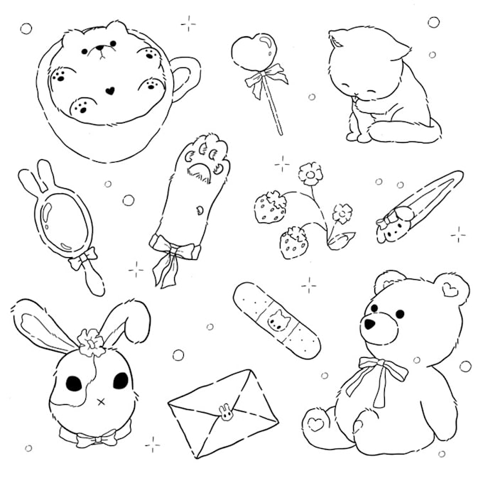 draw cute, minimalistic lineart tattoo design