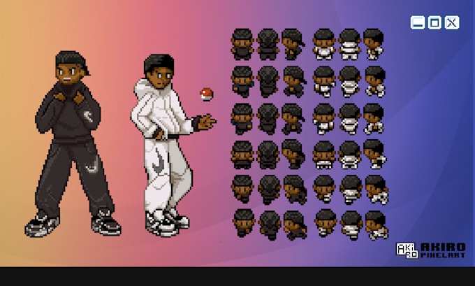 do pokemon style pixel art characters