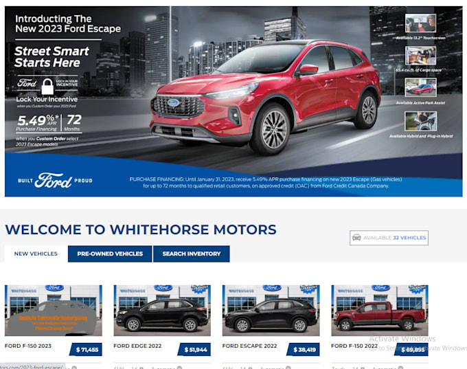 develop an automotive cars dealership website