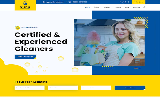cleaning service website, house, office cleaning, booking koala website