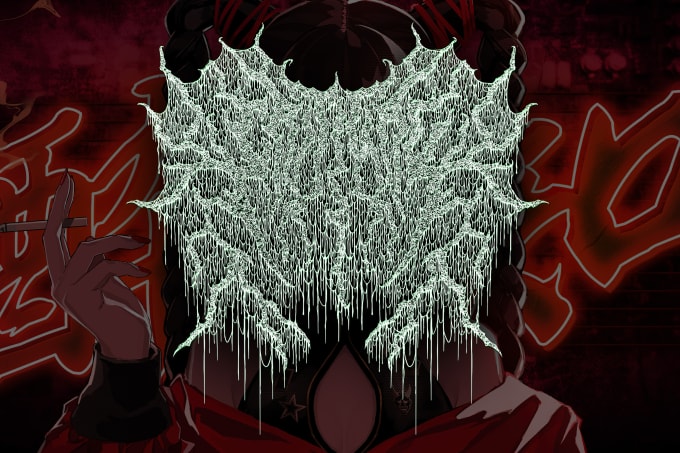 draw brutal death or black metal logo