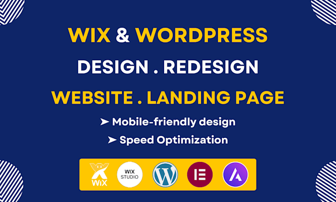 design or redesign wix landing page wordpress landing page or any website