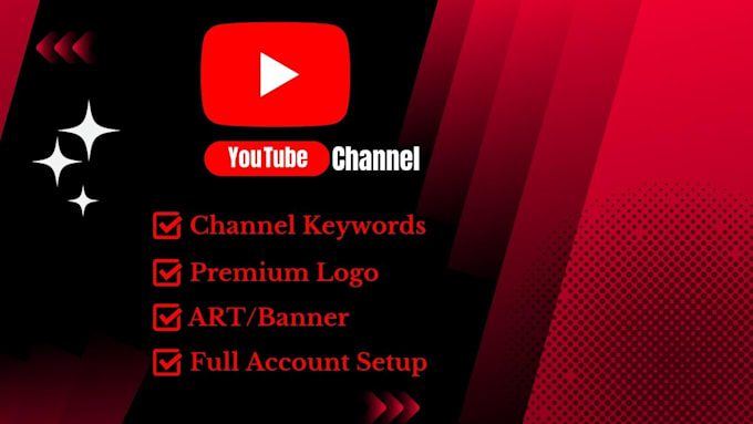 create, setup youtube channel with permium logo,banner,intro