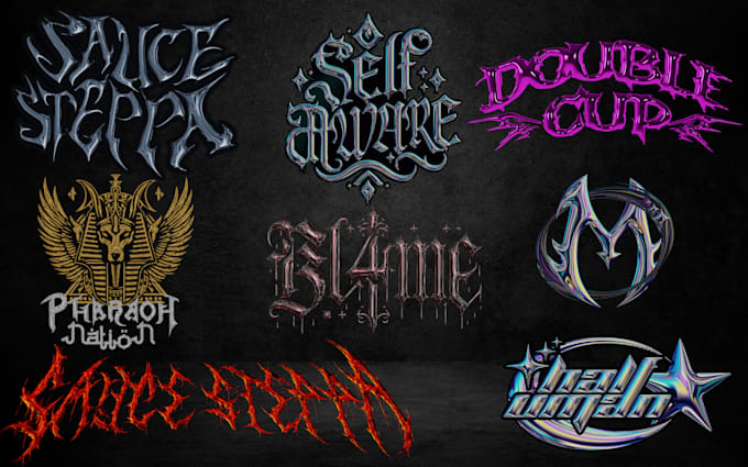 create grunge, y2k, chrome logo for your brand