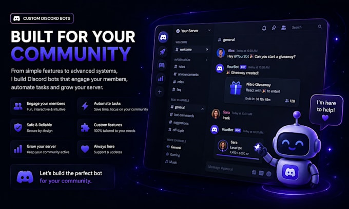 develop a discord bot with your custom specifications