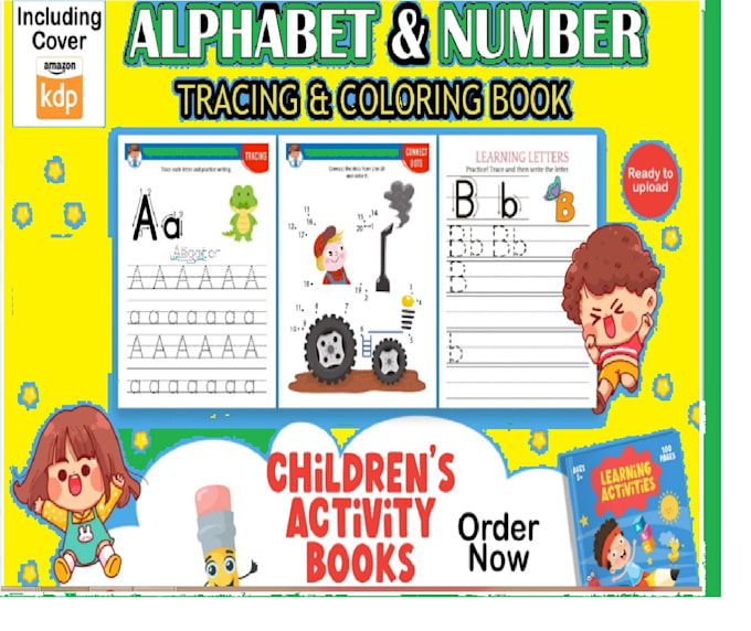 Provide 300 printable pages letter number tracking worksheet for kids,kdp by Nomanali754 Fiverr