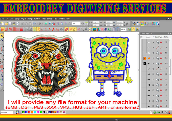 do professional embroider digitizing hat  cap into emb dst