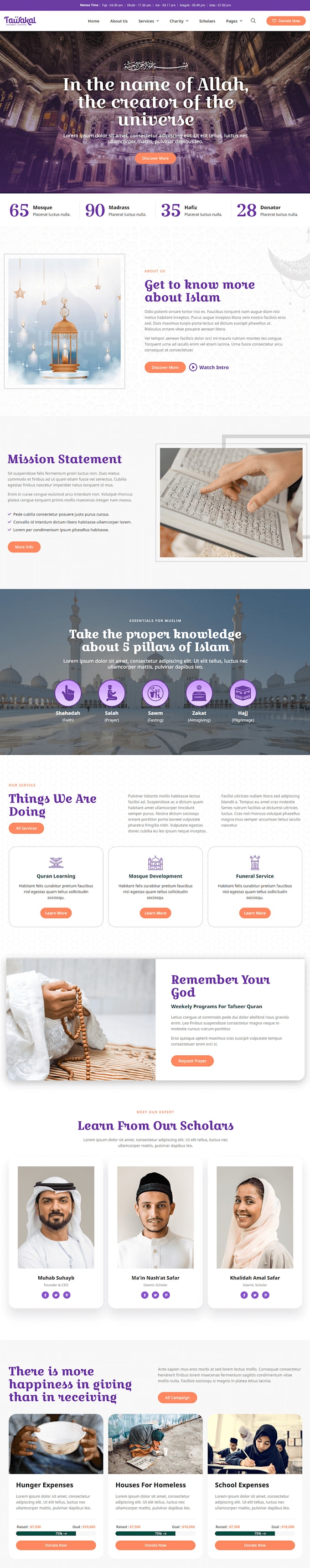 create and redesign a islamic website for your mosque, organization, or charity