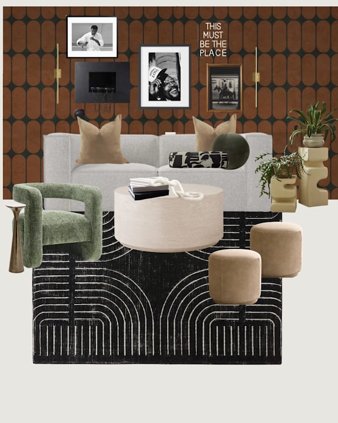 create an interior design moodboard with shopping links