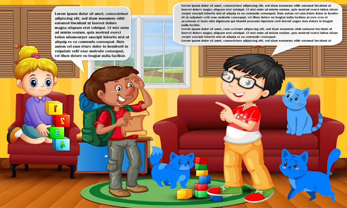 do children story book interior illustration