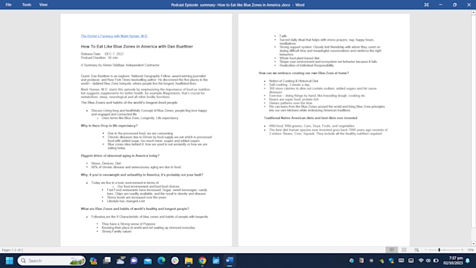 create podcast episode summary