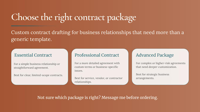 write any custom legal contract as your business attorney