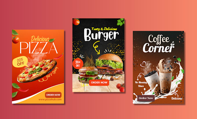 design minimal restaurant food posters,flyers for social media