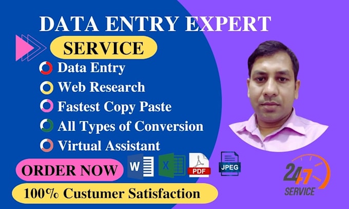 do accurate data entry copy paste web research PDF to excel work