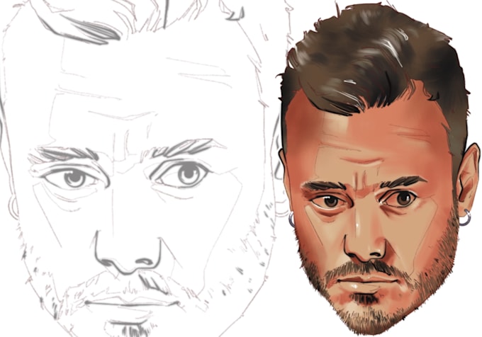 do a freehand digital cartoon portrait