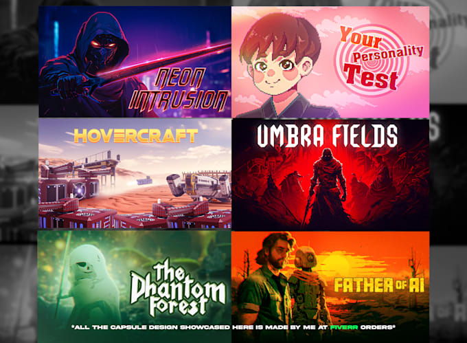 make steam capsule, logo, cover design for your game