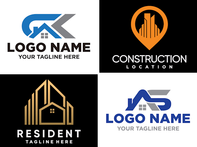 design 3 masculine, bold, real estate logo, construction