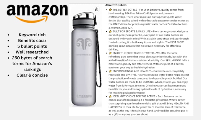 write amazon keyword rich top selling product descriptions listings UK seller