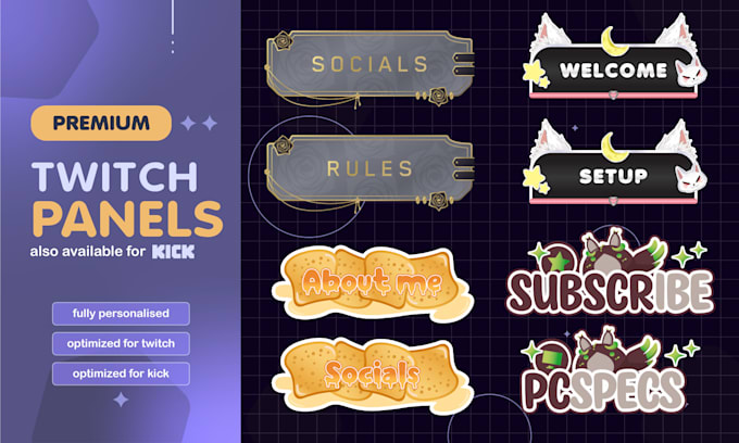make personalized premium twitch panel in 24 hours