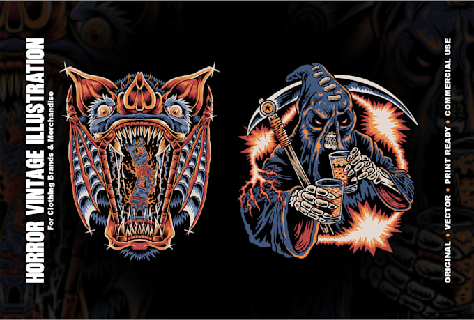 create horror vintage illustration for your brand