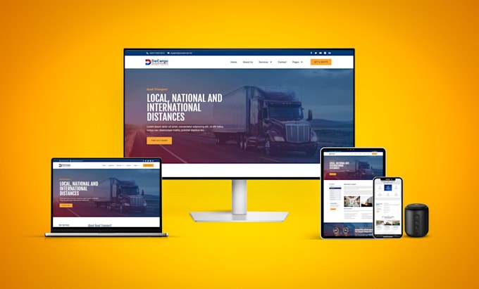 Design logistics website for trucking dispatch freight cargo delivery