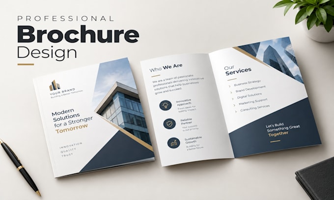 design trifold brochure, bifold brochure, company profile, digital or print
