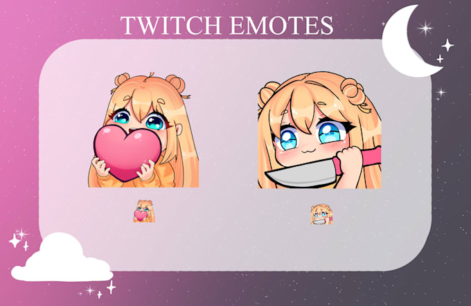 create custom cute emotes for twitch, discord, kick,vtuber