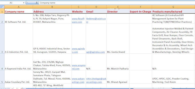 do manual entry work, data from  web to excel  on affordable rates